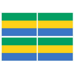 Drapeau Gabon - 4 stickers - 9.5 x 6.3 cm - Sticker/autocollant
