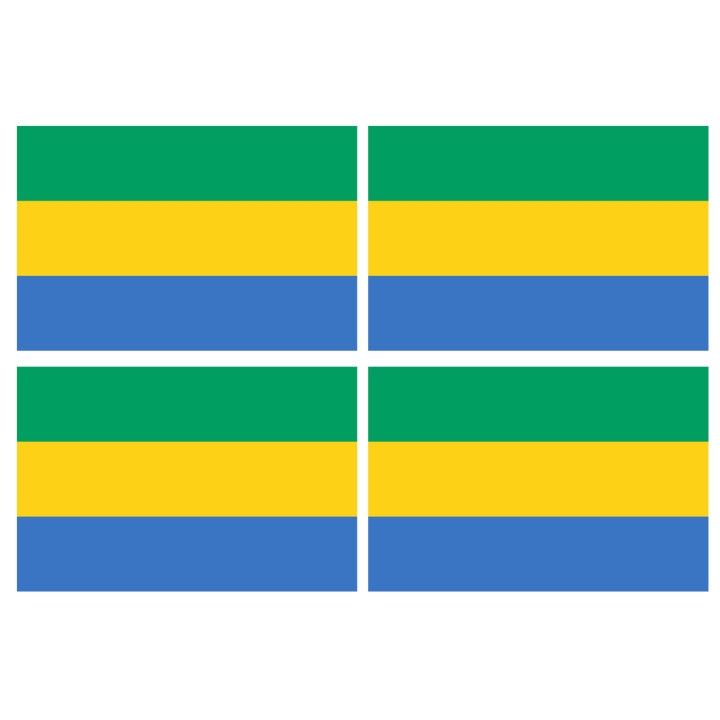 Drapeau Gabon - 4 stickers - 9.5 x 6.3 cm - Sticker/autocollant