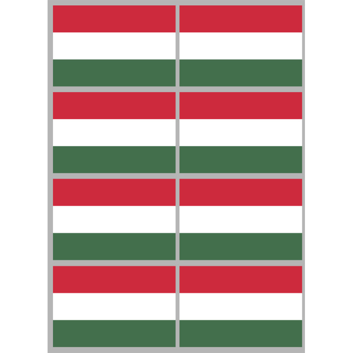 Drapeau Hongrie - 8 stickers - 9.5 x 6.3 cm - Sticker/autocollant