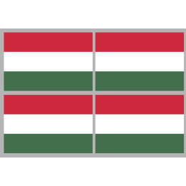 Drapeau Hongrie - 4 stickers - 9.5 x 6.3 cm - Sticker/autocollant