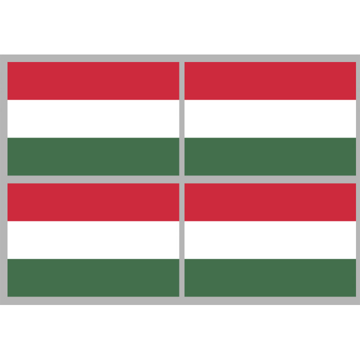 Drapeau Hongrie - 4 stickers - 9.5 x 6.3 cm - Sticker/autocollant
