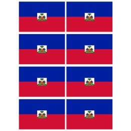 Drapeau Haïti - 8 stickers - 9.5 x 6.3 cm - Sticker/autocollant