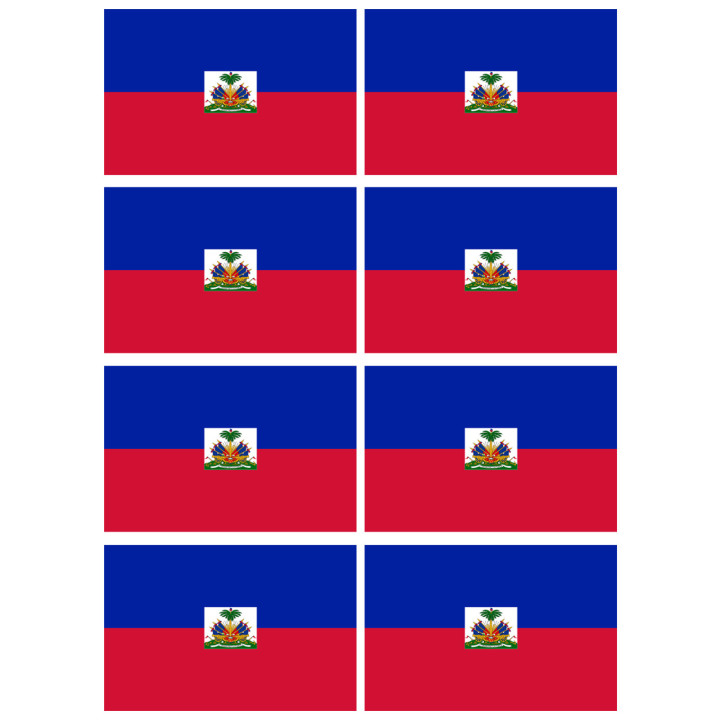 Drapeau Haïti - 8 stickers - 9.5 x 6.3 cm - Sticker/autocollant