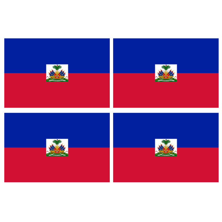 Drapeau Haïti - 4 stickers - 9.5 x 6.3 cm - Sticker/autocollant