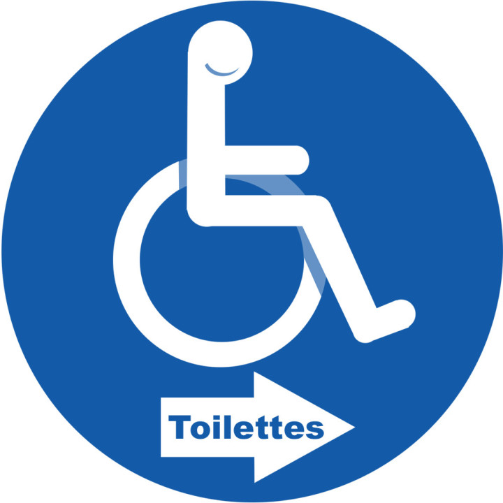 toilettes pour handicapés directionnel droite - 5cm - Sticker/autocol