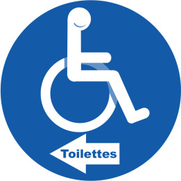 toilettes pour handicapés directionnel gauche - 5cm - Sticker/autocol