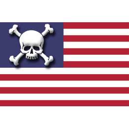 drapeau US crâne - 5x3.3cm - Sticker/autocollant