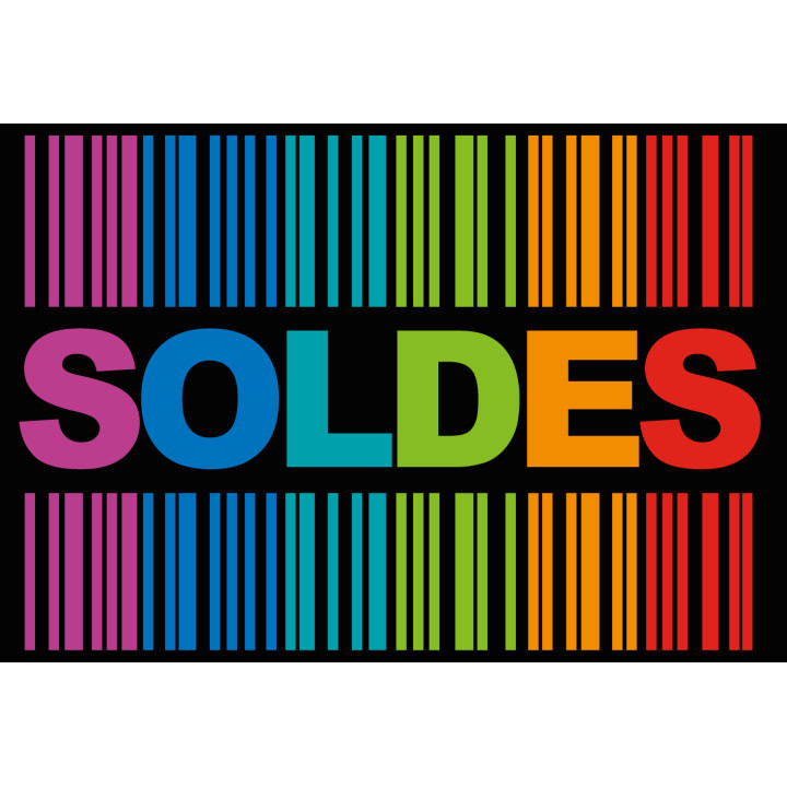solde ambiance code barre noir - 15x10cm - Sticker/autocollant
