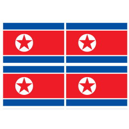 Drapeau Corée du Nord - 4 stickers - 9.5 x 6.3 cm - Sticker/autocolla