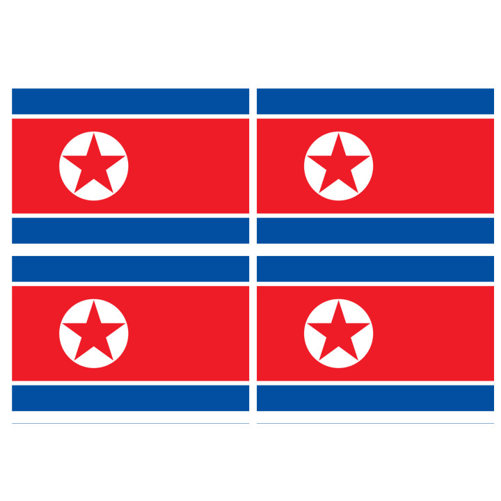 Drapeau Corée du Nord - 4 stickers - 9.5 x 6.3 cm - Sticker/autocolla