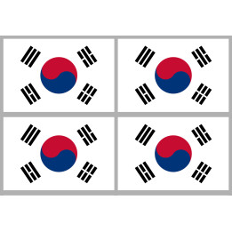 Corée du Sud - 4 stickers - 9.5 x 6.3 cm - Sticker/autocollant