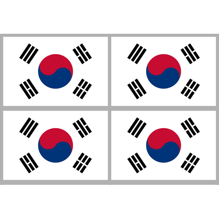 Corée du Sud - 4 stickers - 9.5 x 6.3 cm - Sticker/autocollant