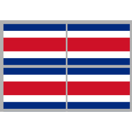 Drapeau Costa Rica - 4 stickers - 9.5 x 6.3 cm - Sticker/autocollant