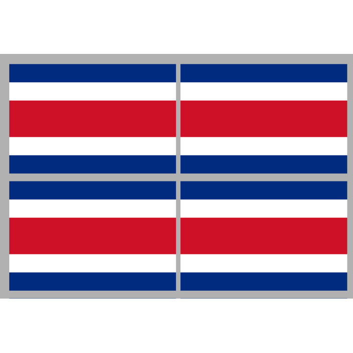 Drapeau Costa Rica - 4 stickers - 9.5 x 6.3 cm - Sticker/autocollant