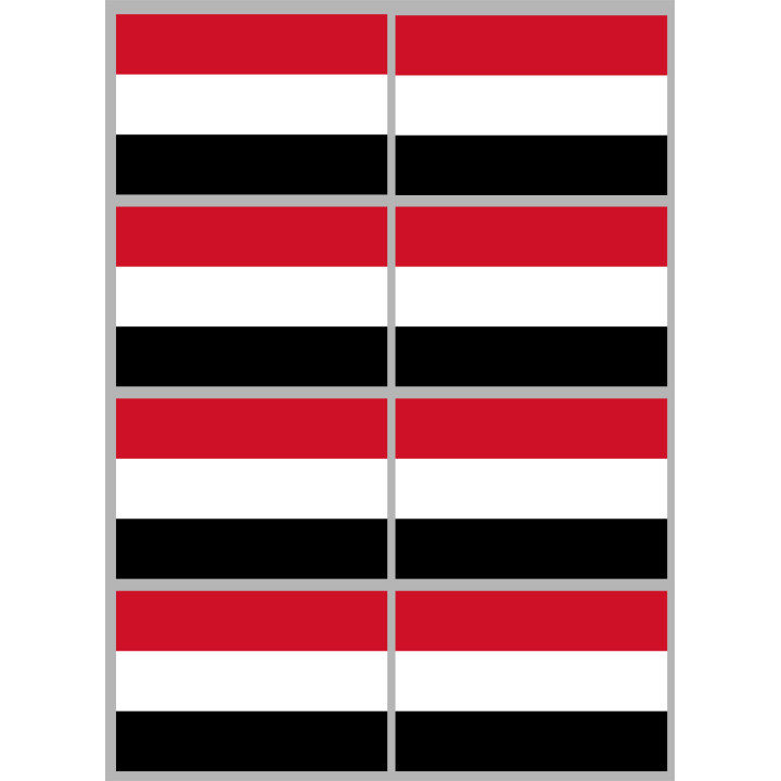 Drapeau Yémen - 8 stickers - 9.5 x 6.3 cm - Sticker/autocollant