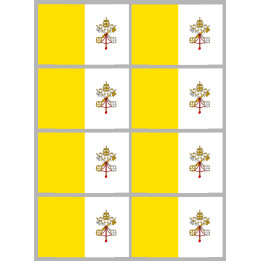 Drapeau Vatican - 8 stickers - 9.5 x 6.3 cm - Sticker/autocollant