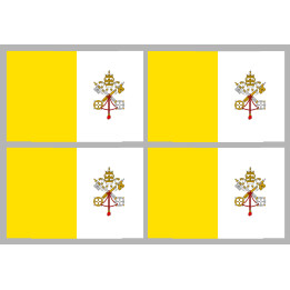 Drapeau Vatican - 4 stickers - 9.5 x 6.3 cm - Sticker/autocollant