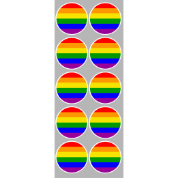 drapeau LGBT - 10 stickers de 5cm - Sticker/autocollant