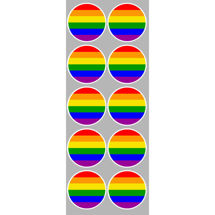 drapeau LGBT - 10 stickers de 5cm - Sticker/autocollant