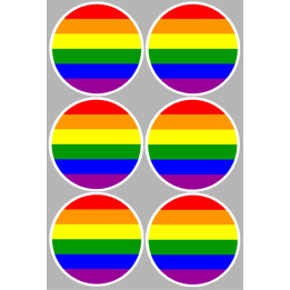 drapeau LGBT - 6 stickers de 9cm - Sticker/autocollant