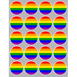 drapeau LGBT - 20 stickers de 5cm - Sticker/autocollant