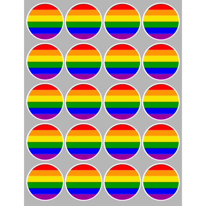 drapeau LGBT - 20 stickers de 5cm - Sticker/autocollant