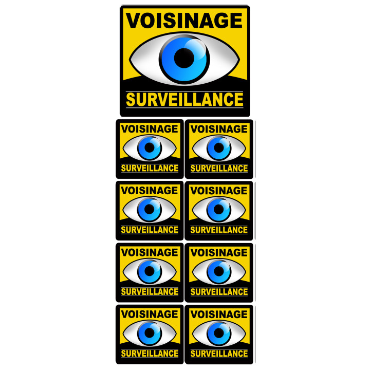 voisinage surveillance - 1fois 10cm - 8fois 5cm - Sticker/autocollant