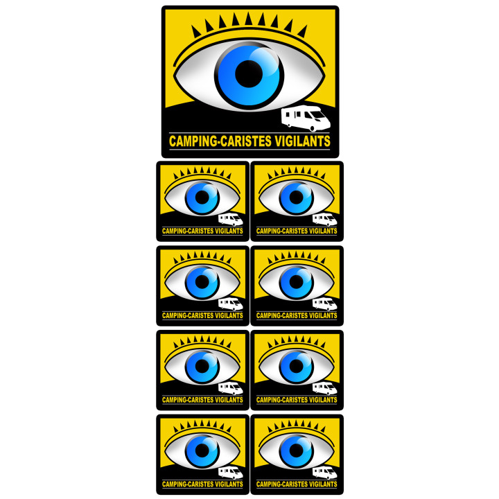 camping-caristes vigilants - 1 sticker 10cm / 8 stickers 5cm - Sticker