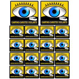 camping-caristes vigilants - 2 sticker 10cm / 16 stickers 5cm - Sticke