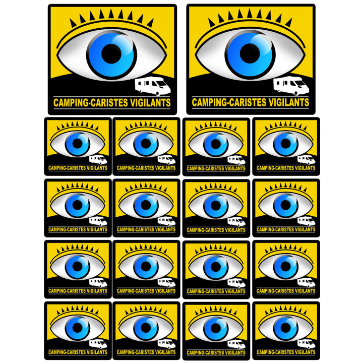 camping-caristes vigilants - 2 sticker 10cm / 16 stickers 5cm - Sticke