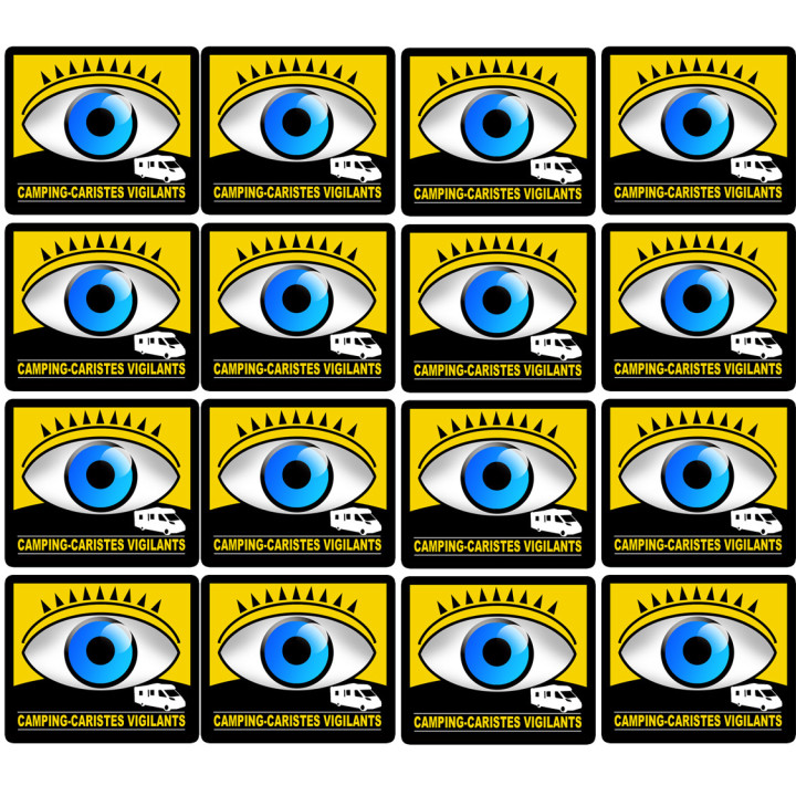 camping-caristes vigilants - 16 stickers 5cm - Sticker/autocollant
