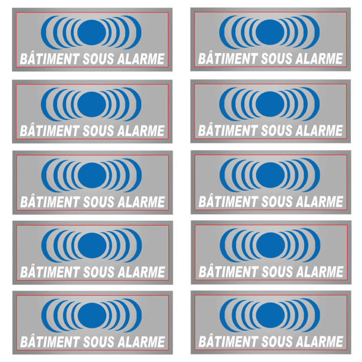 bâtiment sous protection - 10 stickers de 7x2.5cm - Sticker/autocolla