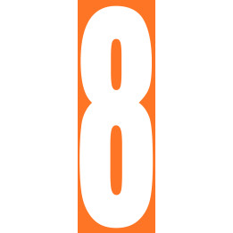 numéro orange 8 - 30x10cm - Sticker/autocollant