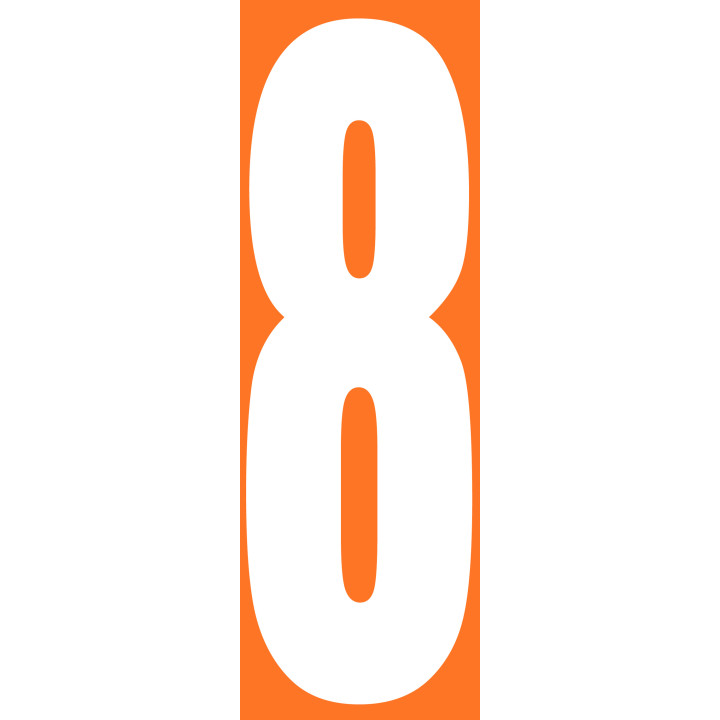 numéro orange 8 - 30x10cm - Sticker/autocollant
