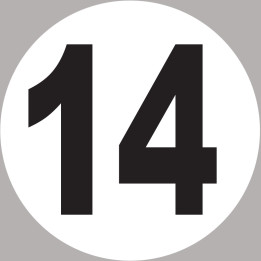 numéro 14 - 20x20cm - Sticker/autocollant