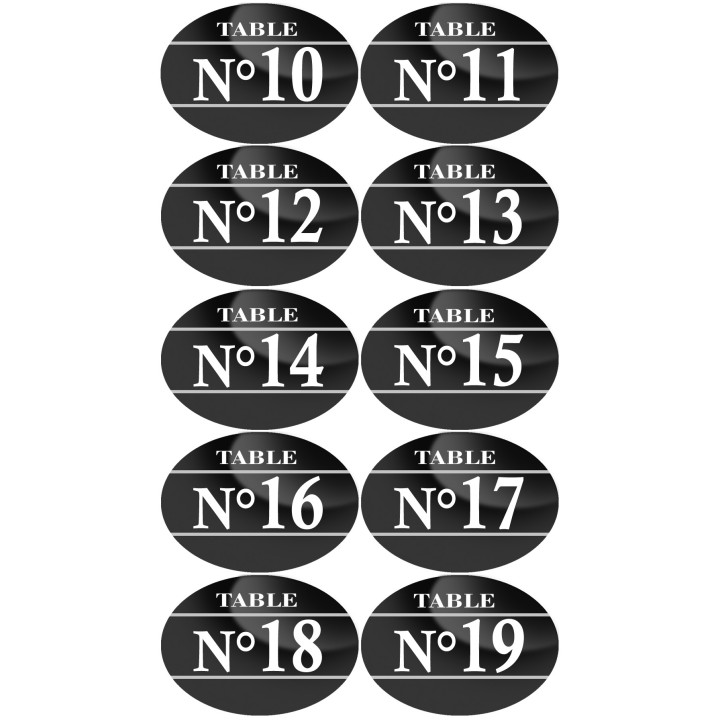 Numéros table de restaurant de 10 à 19 (10 fois 7x5cm) - Sticker/aut