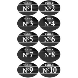 Numéros table de restaurant de 1 à 10 (10 fois 7x5cm) - Sticker/auto