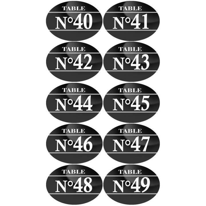 Numéros table de restaurant de 40 à 49 (10 fois 7x5cm) - Sticker/aut