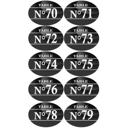 Numéros table de restaurant de 70 à 79 (10 fois 7x5cm) - Sticker/aut