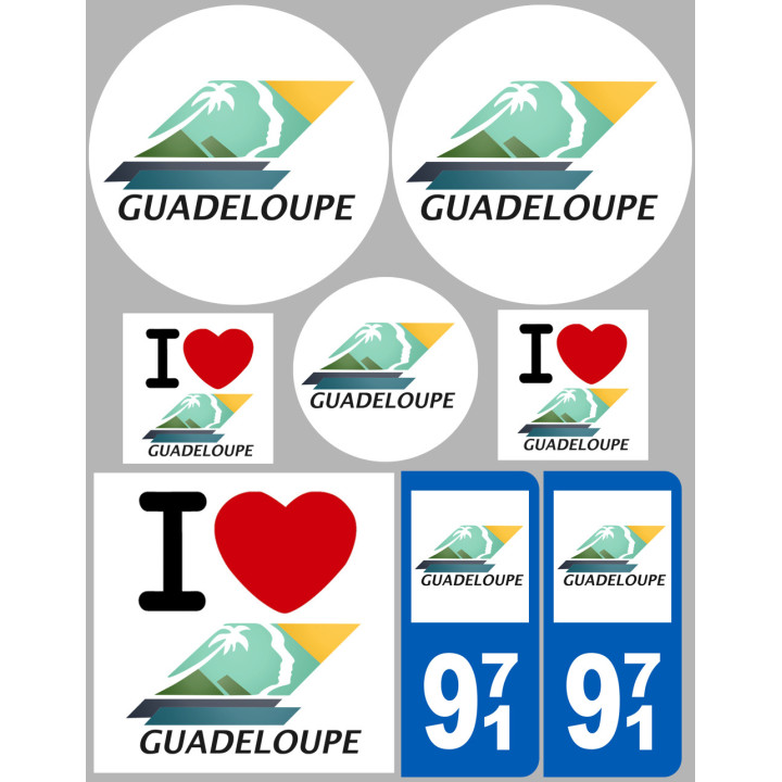 Guadeloupe (8 autocollants variés) - Sticker/autocollant