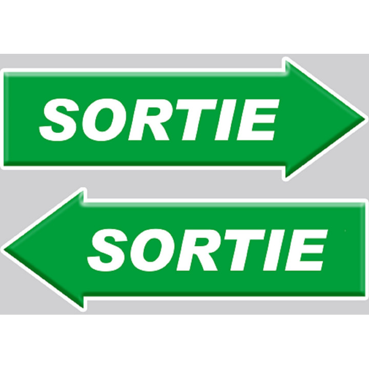 sortie flèche droite et gauche - 2 stickers 29,7x10cm - Sticker/autoc