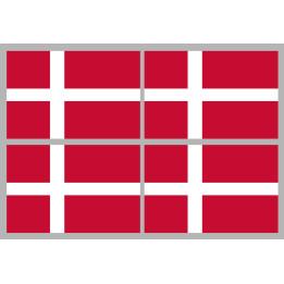 Drapeau Danemark (4 stickers 9.5x6.3cm) - Sticker/autocollant