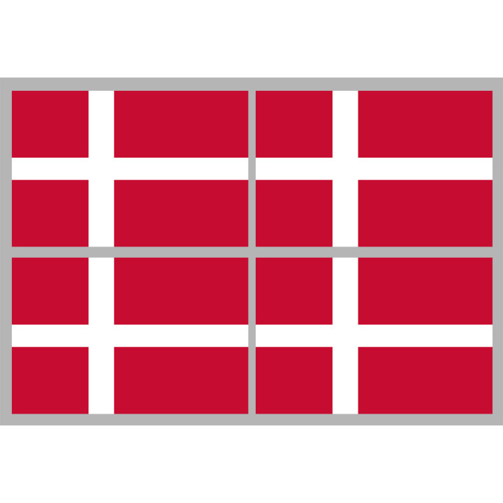 Drapeau Danemark (4 stickers 9.5x6.3cm) - Sticker/autocollant