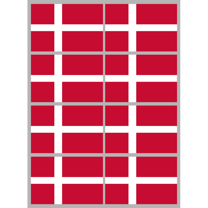 Drapeau Danemark (8 stickers 9.5x6.3cm) - Sticker/autocollant