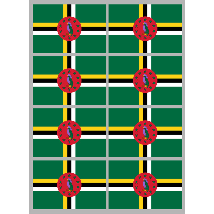 Drapeau la Dominique (8 stickers 9.5x6.3cm) - Sticker/autocollant