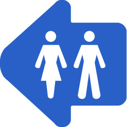 WC, toilette flèche directionnelle gauche (15x15cm) - Sticker/autocol