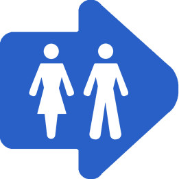 WC, toilette flèche directionnelle droite (5x5cm) - Sticker/autocolla