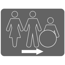 WC, toilette pour tous flèche droite (10x7.5cm) - Sticker/autocollant