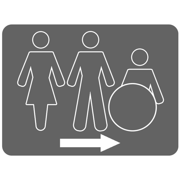 WC, toilette pour tous flèche droite (15x11.2cm) - Sticker/autocollan