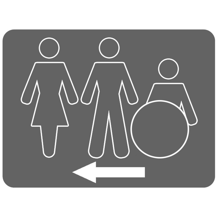 WC, toilette pour tous flèche gauche (15x11.2cm) - Sticker/autocollan